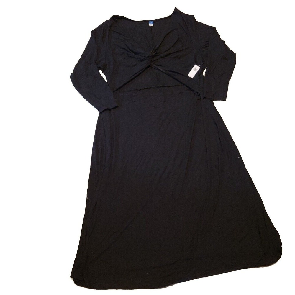 New Old Navy Dress Womens 4x Black Jack Long Sleeve Jersey Knit Comfort Stretch